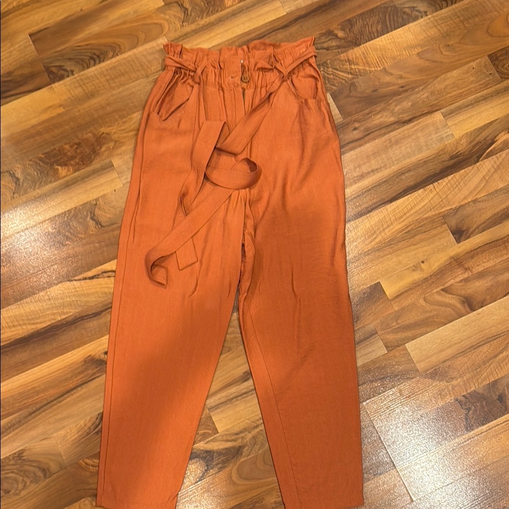 Vitrin Orange High-Waisted Paperbag‎ Pants